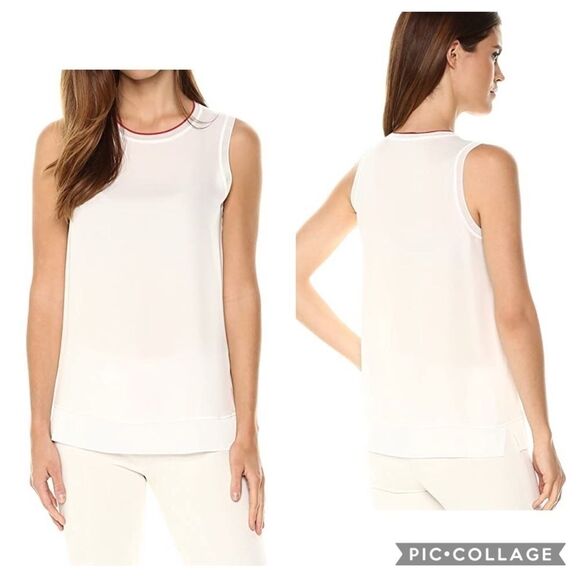 Theory Lewis Ivory Tomato Silk Sleeveless Tank - Picture 1 of 4